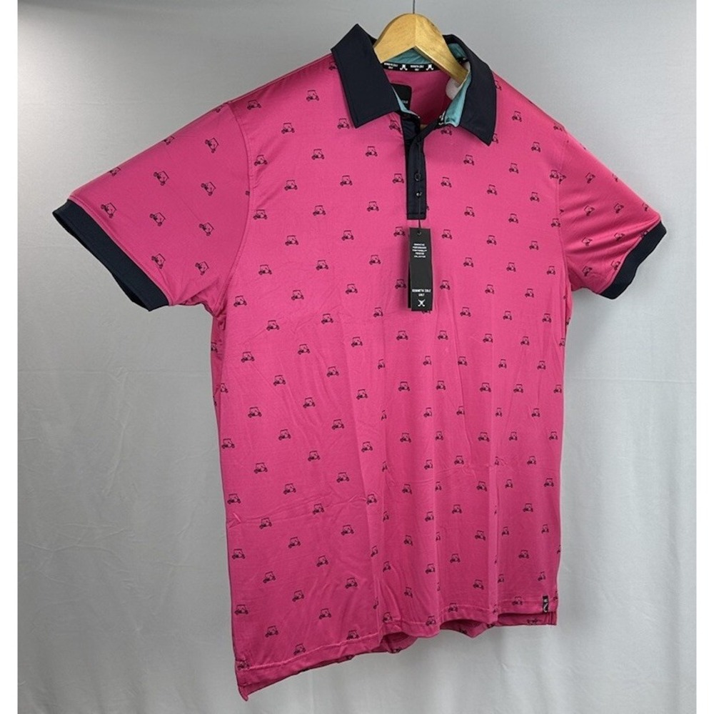 Kenneth Cole Golf Performance Polo Shirt Mens 1X Pink UPF Stretch Short Sleeve